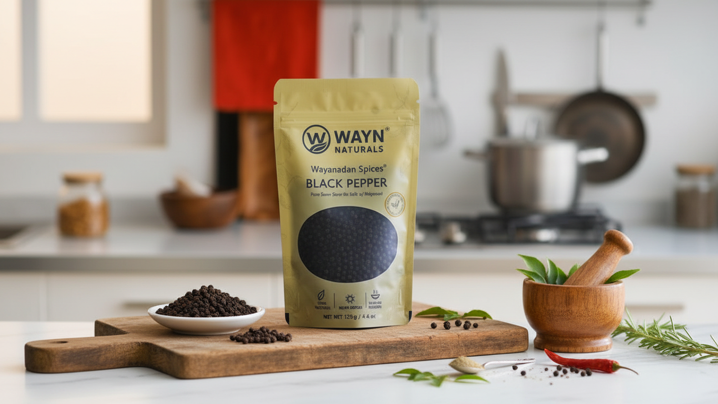 Whole Black Pepper – 100% Organic | Premium Wayanadan Peppercorns
